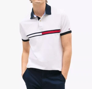 NWT Tommy Hilfiger Men's Regular Fit Embroidered Tonal Stripe Stretch Mesh Polo - Picture 1 of 91