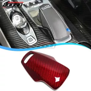 For Corvette C8 Z51 Z06 Interior Console Gear Shift Head Cover Red Carbon Trim - Picture 1 of 8