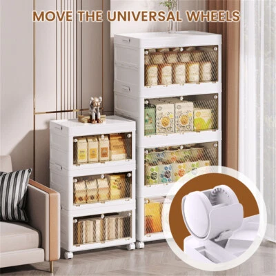 Multifunctional Storage Cabinet Large Capacity Folding Storage Box With Casters - Image 1 of 4