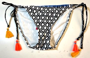 XHILARATION PARTE INFERIOR DE BIKINI DE CUERDA PARA MUJER BLANCO Y NEGRO GRANDE ¡¡NUEVO CON ETIQUETAS!!! - Imagen 1 de 2