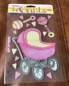 RETIRED STICKO THEMED SCRAPBOOK VELLUM STICKERS TINY GIANTS PINK BABY CARRIAGE * - Picture 1 of 1