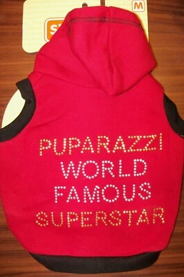 Chaqueta con Capucha Simply Dog Puparazzi World Famous Rockstar Roja Talla Mediana Nueva con Etiquetas Foto 1 de 4