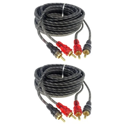 High Quality 2PCS RCA Cables 2 Channel Twisted 4Ft Shielded Interconnect New - Image 1 of 4
