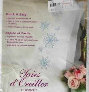 Pair of Pillow Cases to Embroider Snow Flakes, Kit - Picture 1 of 1