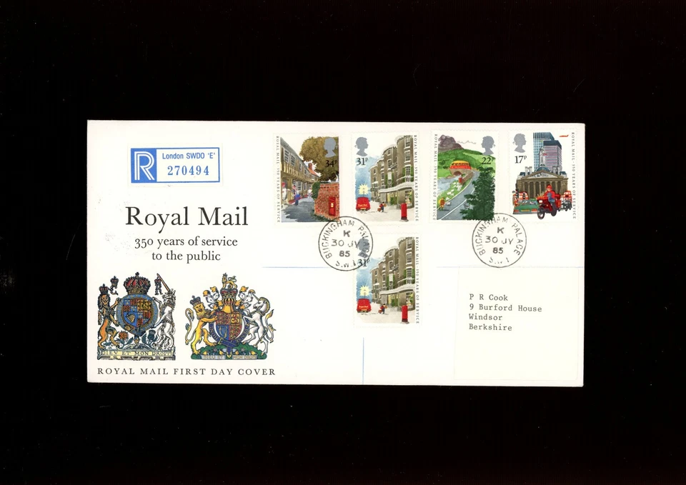 1985 350 Years Royal Mail Postal Services Royal Mail FDC Buckingham Palace CDS. - Image 1 of 1