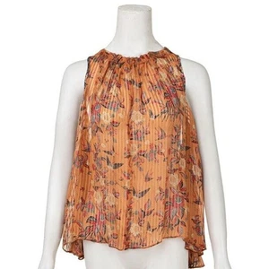 Isabel Marant 100% Seda Alika Trapecio Top Floral Estampado Pájaro Talla US4 FR36 Naranja - Imagen 1 de 11