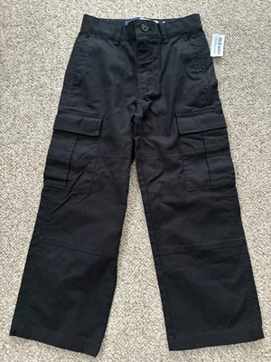 Old Navy Kids Black Size 6 Baggy 100% Cotton Cargo Pants w adjustable waist NWT  - Image 1 of 4