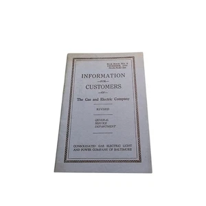 Information for Customers Gas Electric Company Baltimore 1930 Brochure - Imagen 1 de 6