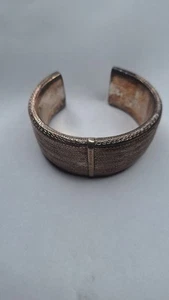 Brazalete brazalete brazalete tribal grabado plata antiguo - Imagen 1 de 10