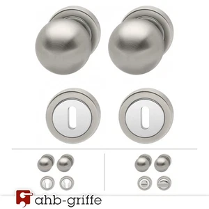 AHB Knopfgarnitur 8425/4601 Rosette Edelstahl poliert / matt Kugelknopf - Bild 1 von 23
