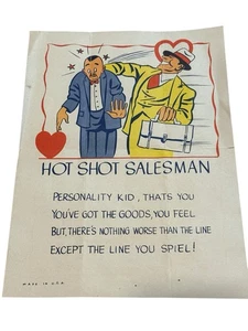 Vintage 40er Hot Shot Verkäufer Comic Flyer Gag Valentinstag Papier Made in USA Ephemera - Bild 1 von 2