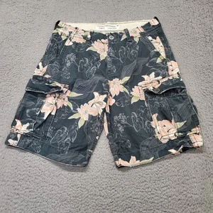 American Eagle Shorts Men’s Size 30 Blue Pink Floral Casual Cargo Pockets Surfer - Picture 1 of 16