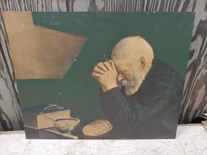 Stampa vintage Intercraft Industries su tavola Grace 16x20 Eric Enstrom Old Man Pray - Foto 1 di 6