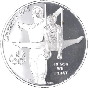 1995 P Atlanta Olympics Gymnast Proof 90% Silver Dollar See Pics D142 - Picture 1 of 3