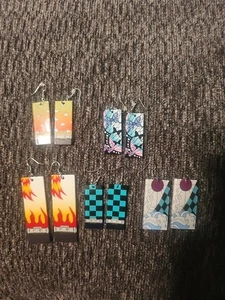 Flat Acrylic Rectangle French Hook Earrings Five Pairs. New No Tags. - Picture 1 of 7