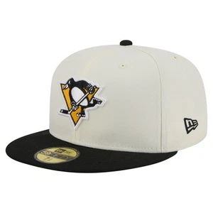 Men's-New Era White Pittsburgh Penguins Chrome Two-Toned 59FIFTY Fitted Hat - Picture 1 of 6