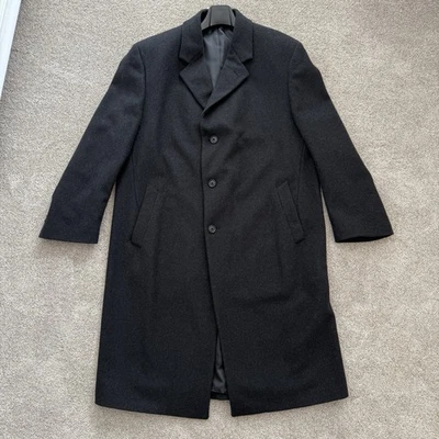 Abrigo London Fog Negro 46R Para Hombre Mezcla de Lana Trinchera Larga Clásico Formal Invierno Foto 1 de 4