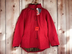 Chaqueta para mujer PENDLETON talla mediana roja aislada cremallera completa capucha a cuadros lluvia - Imagen 1 de 9