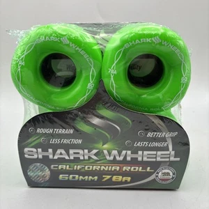 Shark Wheel California Roll 60MM 78A Skateboard Bright Green White 4 Pack Wheel - Picture 1 of 3