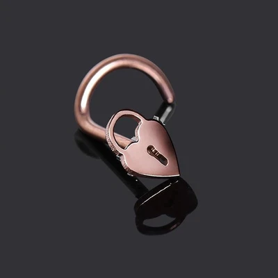 Rose Gold Plated Nose Screw with Heart Lock 0.8mm - Image 1 of 2