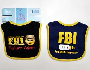 OFICINA FEDERAL DE INVESTIGACIÓN futuro agente del FBI bebé bebé bebé niño pequeño BIB 2 piezas - Imagen 1 de 1