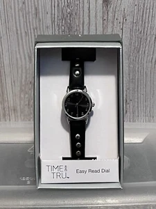 Time & Tru Women’s Silver Tone Watch With Studded Strap New - Picture 1 of 1