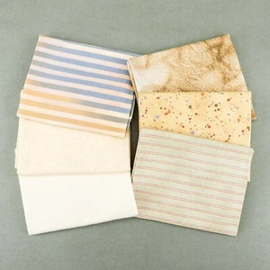 Fat Quarter Fabric Lot of 6 – Yellow, Cream, Brown, Green – 18"x22” Cotton - Picture 1 of 6