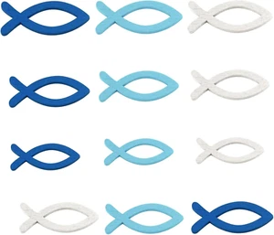 180 Holz Fische Streudeko Tischdeko Taufe Konfirmation Junge Kommunion Blau Weiß - Bild 1 von 6