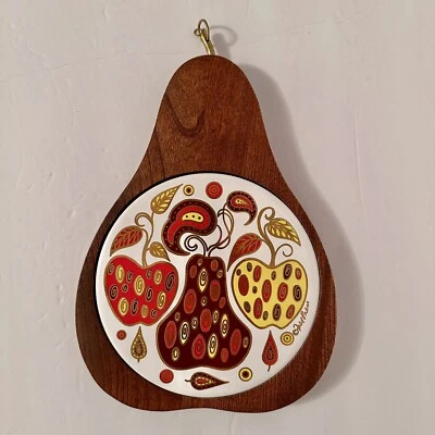 Tablero de queso pera vintage MCM Fred Press madera cerámica hecho en Japón mediados de siglo Foto 1 de 4