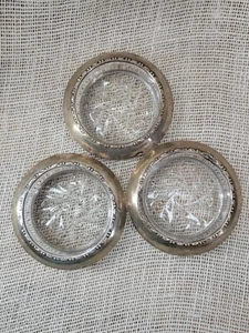 Amston Vintage Georgische Perlen Sterlingsilber Rand Glas Untersetzer 3er Set - Bild 1 von 7