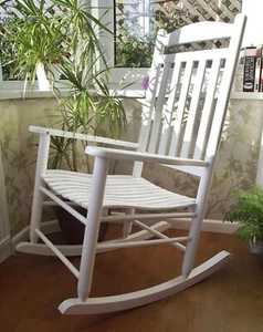 New White Farmhouse Wooden Rocking Chair Armchair Conservatory Porch Nursery - Picture 1 of 5