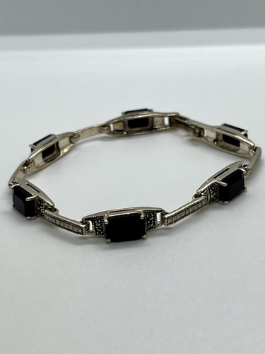 VALENTINO BRACCIALE AGATA & MARCASITE ARGENTO STERLING 925