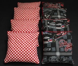 NASCAR RACING Cornhole Bags Checkered Flag Baggo Toss 8 ACA Beanbags - Picture 1 of 2