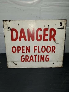 Letrero Vintage Pintado a Mano / PELIGRO REJILLA DE PISO ABIERTO / Masonita - Imagen 1 de 7