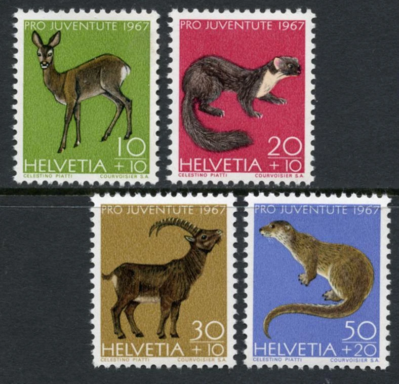 Switzerland: 1967 Wild Animals Semipostals (B370-B373) MNH - Image 1 of 1
