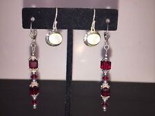 Red Chandelier Dangle White Ivory Mother Of Pearls Earrings Sterling Silver 925