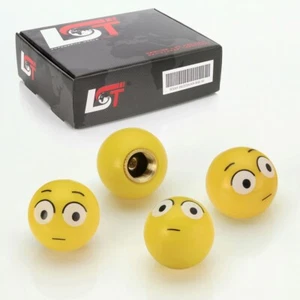 4x Tyre Valve Caps Cover Ball Smiley Surprised for audi 80 100 A4 A6 - Picture 1 of 3