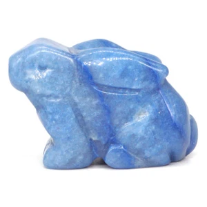 Estatuilla de decoración de animales tallados de cuarzo azul natural de 2" tallado conejo tallado en piedra - Imagen 1 de 6