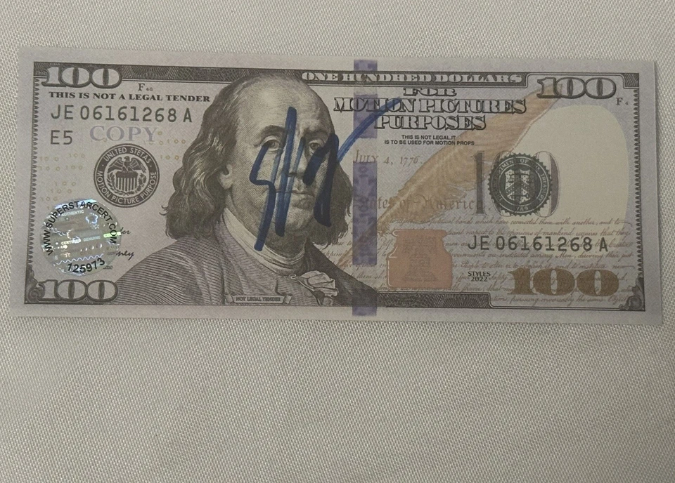 Billete de utilería firmado por Steve Woz Wozniak de $100 dólares fundador de Apple autenticado Foto 1 de 4