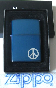 ZIPPO PREVIOUSLY COLLECTED Not Used PEACE ON THE SIDE Lighter SAPPHIRE 2005 - Picture 1 of 6