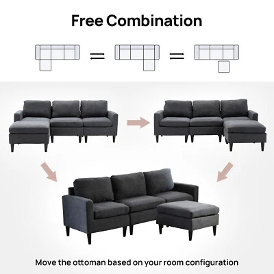 Sofá sofá seccional moderno de 3 asientos con muebles de salón chaise en forma de L Foto 1 de 2