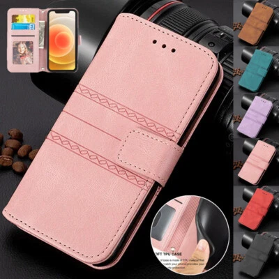Skin Leather Wallet Phone Case For iPhone 16 15 14 12 13 11 Pro Max 7 8 16E XR - Image 1 of 4