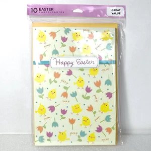 Hallmark Frohe Ostern Grußkarten 10er Pack Küken Tulpen Glitzer - Bild 1 von 3
