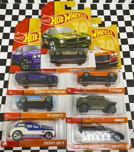 Hot Wheels Lot of 7 2019 Decades Throwback Series Mix 2 Camaro,Corvette,ETC 1/64 - Picture 1 of 12