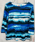 Chemise à manches 3/4 femme Ruby Rd Favorites bleu moyen tricoté stretch top goujons neuf
