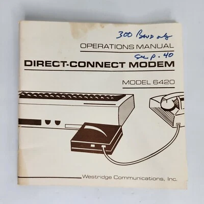 Commodore 64 Modem Direct Connect Model# C6420 manual only - Image 1 of 3