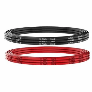 Electrical Wire 10 Gauge Stranded Silicone Hook Up Wires, 5ft Red and 5ft Black - Picture 1 of 4