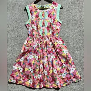 Matilda Jane Clothing Pink Flower Floral Flare Sleeveless Leah Dress Medium - Bild 1 von 9