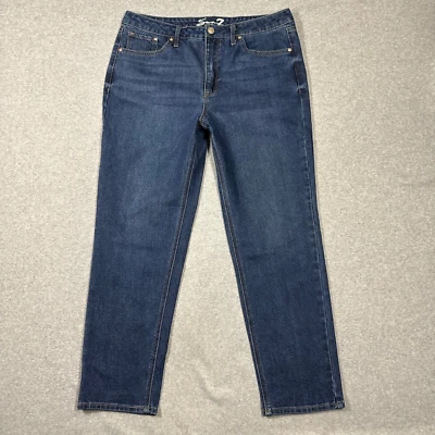 Pantalones de mezclilla rectos ajustados Seven7 para mujer talla 12 (34x29) azul lavado oscuro elásticos Foto 1 de 4