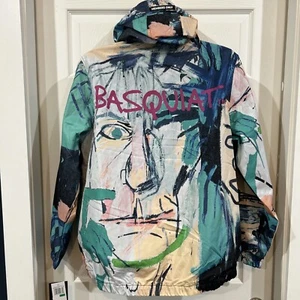 Members Only X Jean Michel Basquiat Hooded Windbreaker Jacket Art Collab Men's L - Picture 1 of 16